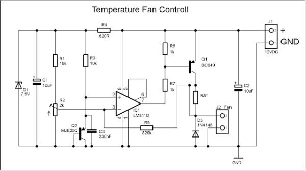Simple and small temperature fan controll