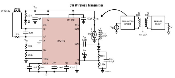 LTC4125 5W AutoResonant Wireless Power Transmitter