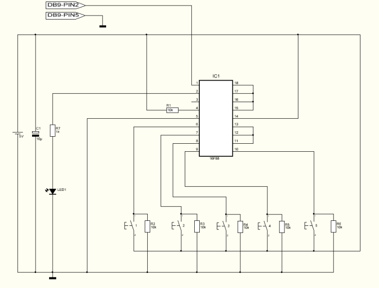 Schematic MultiKey One Wire Keypad