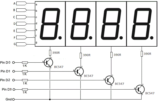 Schematic 7 Segment Display Interfacing with PIC Microcontroller