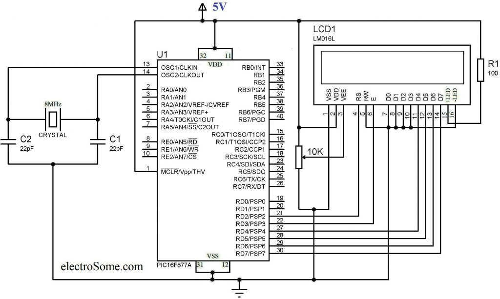 Schematic Custom Characters on LCD using PIC – MPLAB XC8