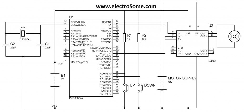 Schematic DC Motor Speed Control using PWM with PIC Microcontroller