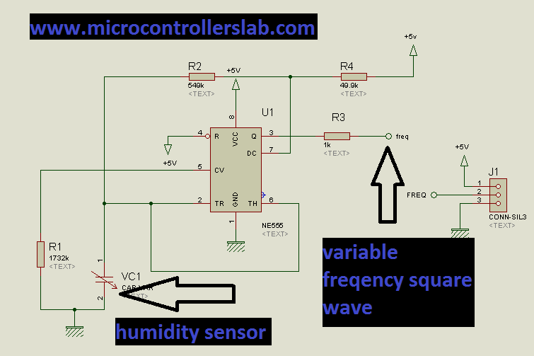 Digital humidity sensor using PIC microcontroller Circuit Diagram
