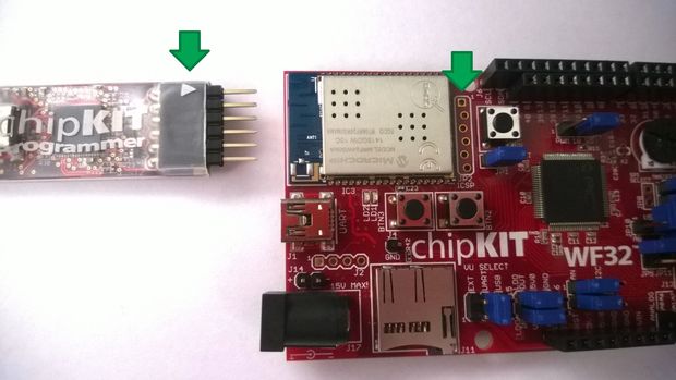 Attaching the ChipKIT PGM to the ChipKIT WF32