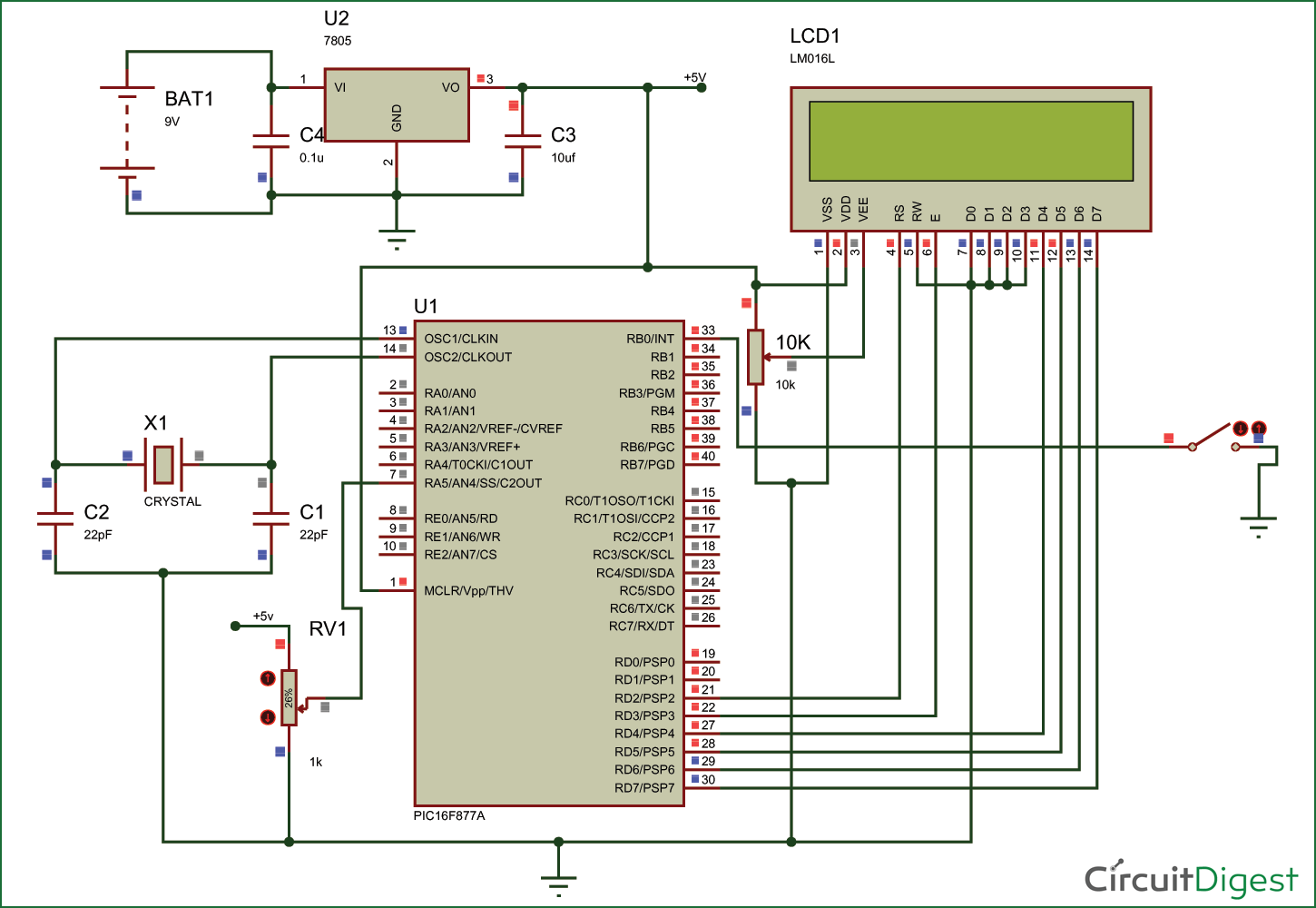 PIC16F877A-EEPROM-Circuit