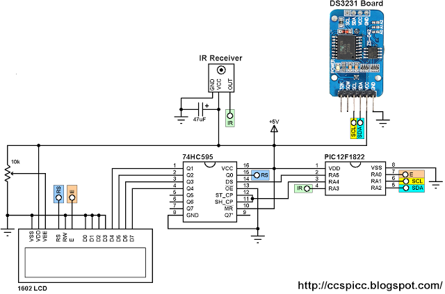 pic12f1822 mcu ds3231 rtc car mp3 nec remote control