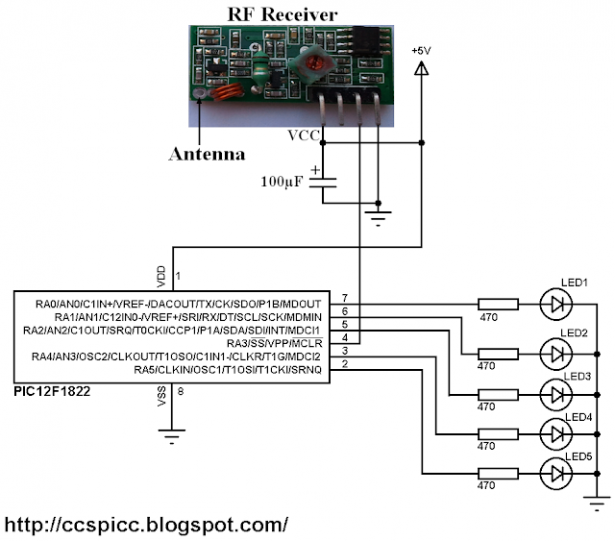 RF Transmitter & Receiver: 433MHz with PIC12F1822 (Arduino)