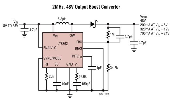 LT8362 LOW IQ BOOST OR SEPIC OR INVERTING CONVERTER WITH 2A 60V SWITCH