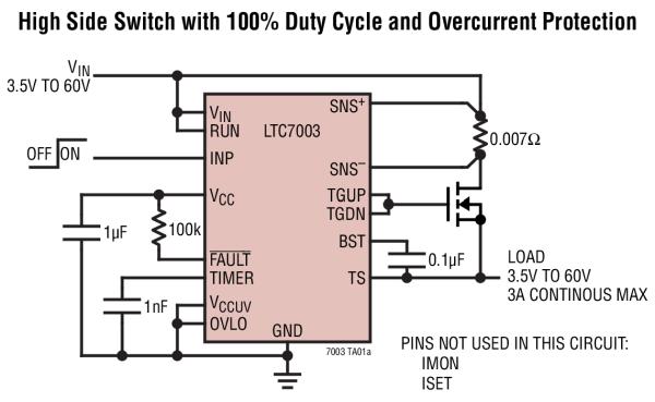 LTC7003 Fast 60V Protected High Side NMOS Static Switch Driver