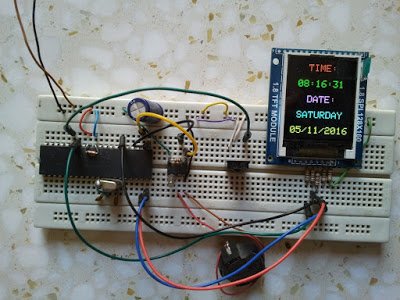 Real time clock with remote control and ST7735 TFT display