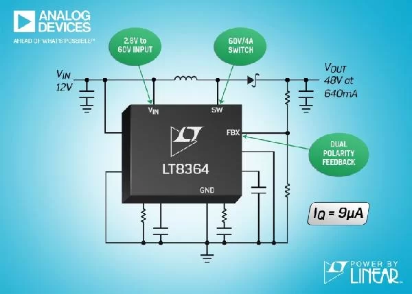 LT8364 DC or DC CONVERTER CAN BE CONFIGURED MULTIPLE WAYS
