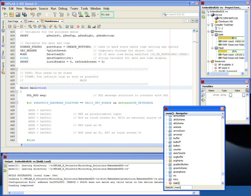 Mplab x ide отладка программы