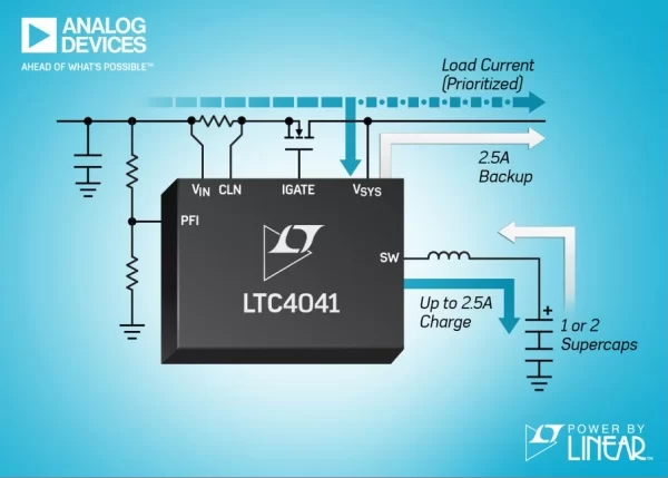 Back-up power manager can support two supercapacitors