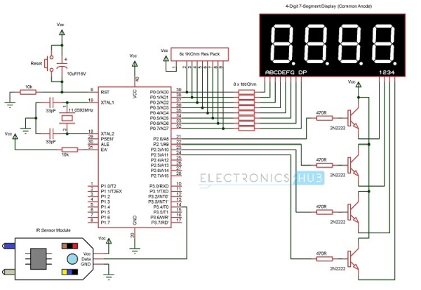 Circuit Diagram of Contactless Digital Tachometer