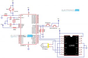 Circuit Diagram for Interfacing DC Motor with 8051 Microcontroller and L293D