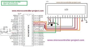 Interfacing 16×2 Lcd with pic microcontroller in 4-bit mode – Project circuit diagram