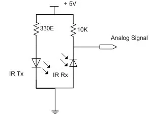 The circuit connection for a single IR module is as follows.