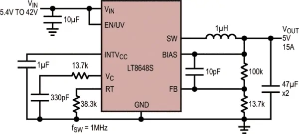 ANALOG DEVICES ANNOUNCES 42V 15A SYNCHRONOUS STEP DOWN REGULATOR SILENT SWITCHER 2