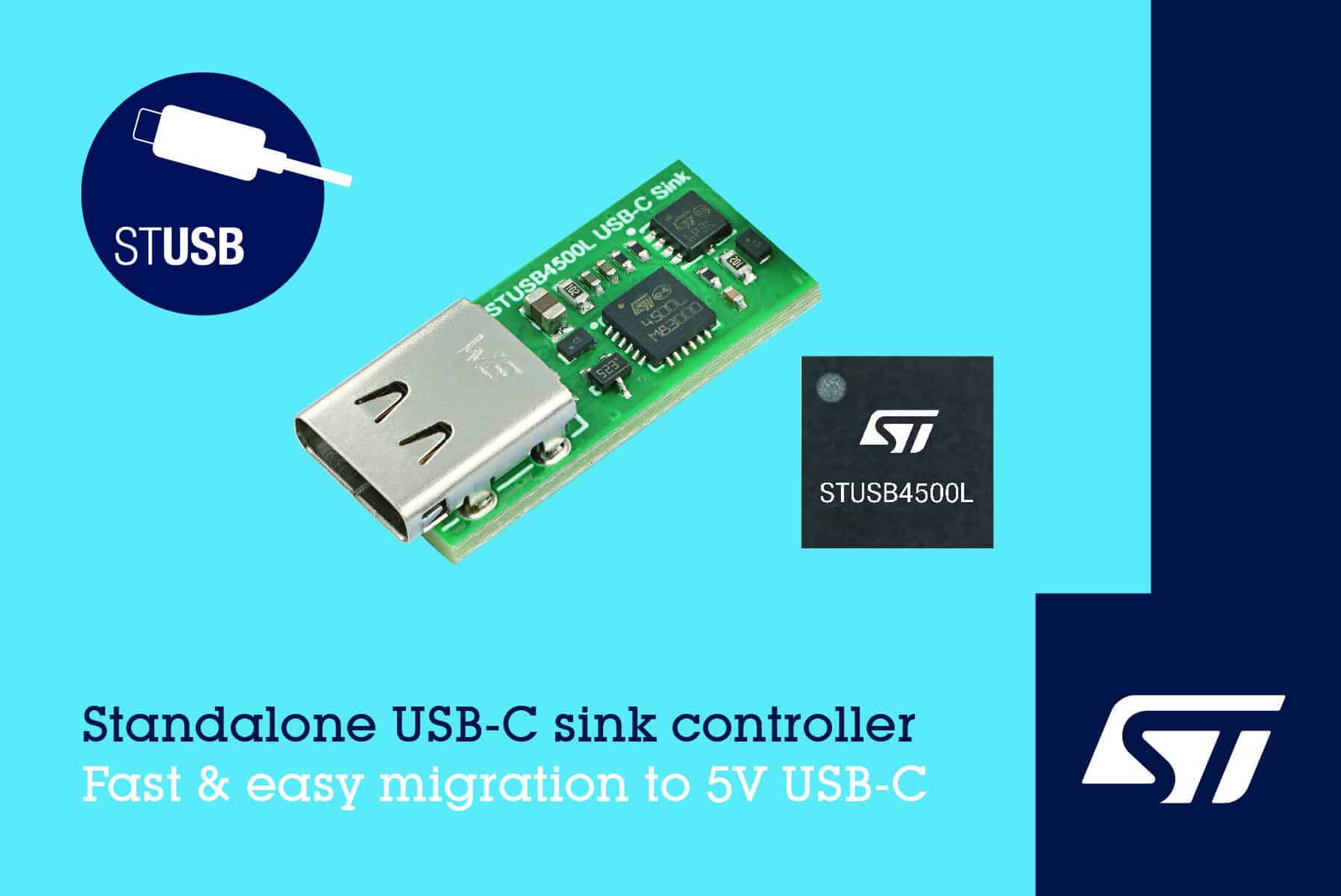 STMicroelectronics Unveils USB-C Controller for 5V Charging