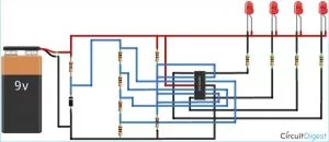 Circuit Diagram for 12V Battery Level Indicator