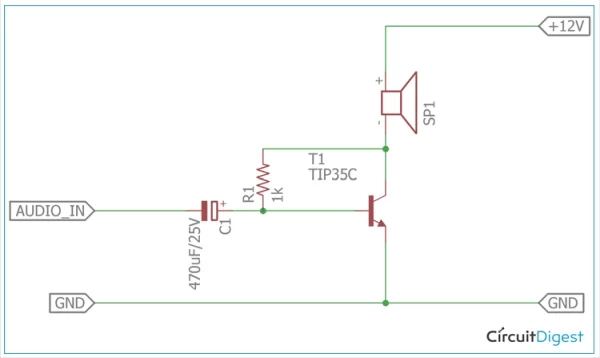 Circuit Diagram for Class A Amplifier using TIP35C