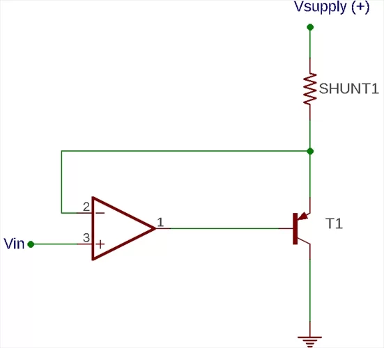 Voltage-controlled current sink using Op-Amp