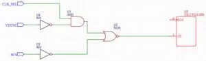 Here is a schematic of the logic we implemented for the chip select portion of the circuit