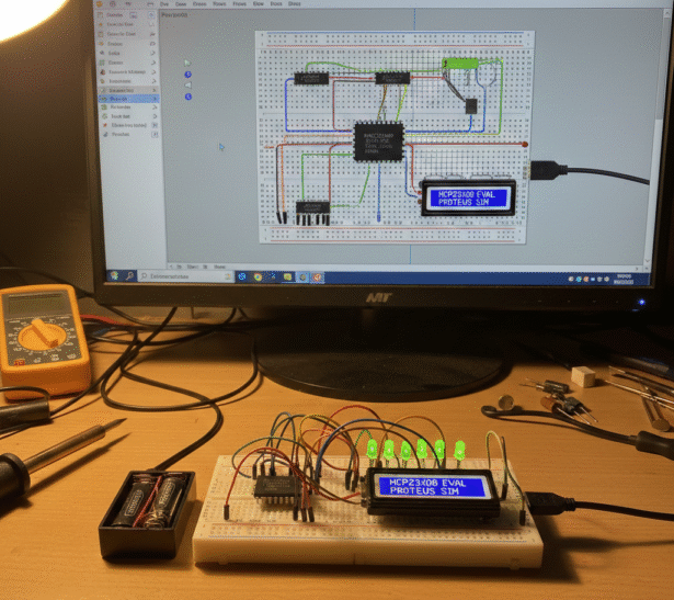PIC MCP23X08 breadboard prototype demonstration