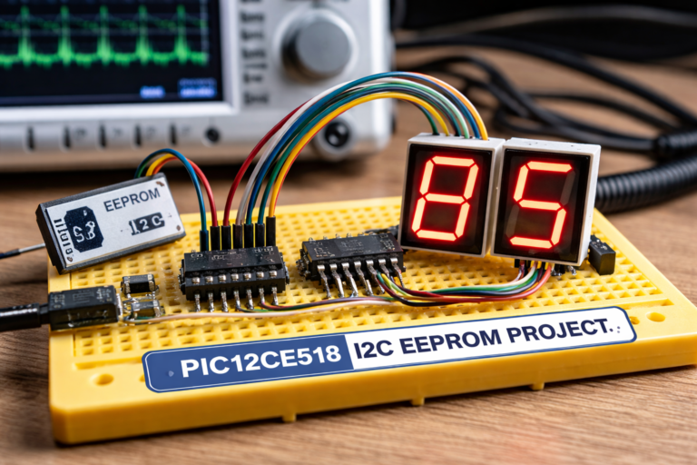 PIC12CE518 I2C EEPROM using PIC12CE518 with Proteus Simulation