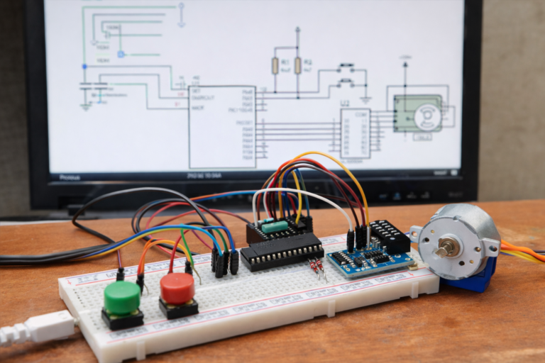 PIC Stepper Motor Controller using PIC16F84A with Proteus Simulation